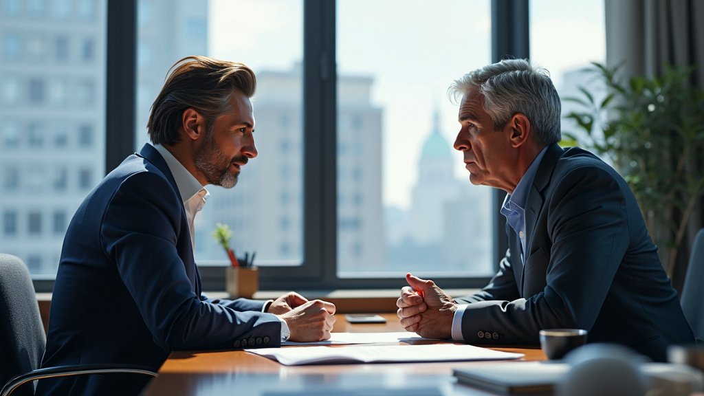 A certified financial planner reviewing documents with a client.